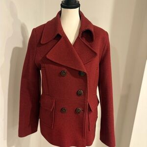 Tommy Hilfiger Swar Red Double-Breasted Pea Coat